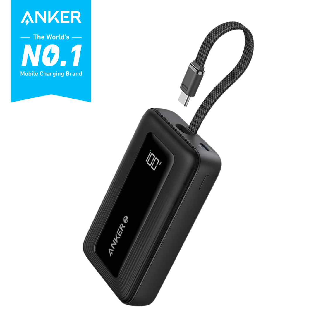 Anker Zolo 30W 10,000mAh High-Speed Power Bank with Built-in USB-C Cable – Black