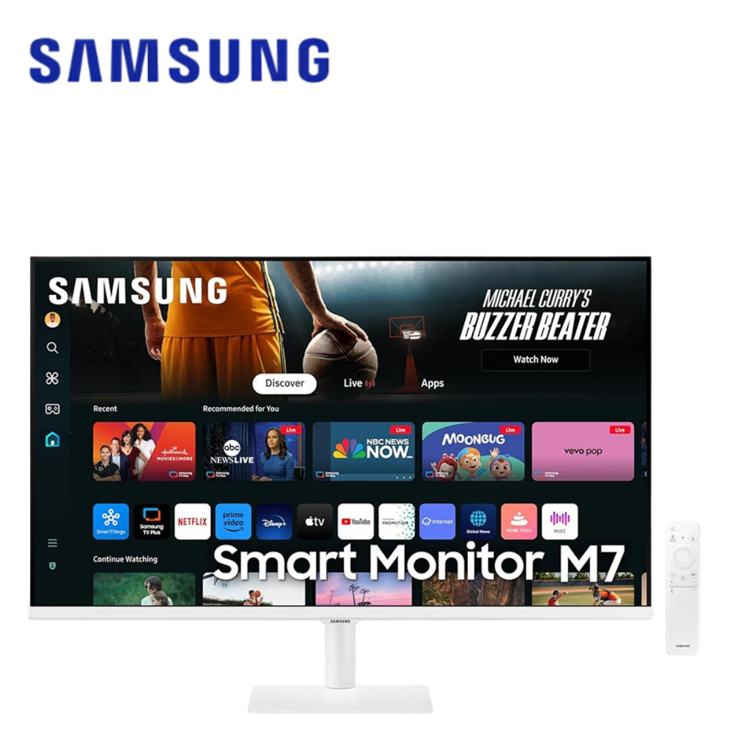 Samsung 32″ M70D 4K Smart Monitor with Streaming TV for Multi Device Experience – White